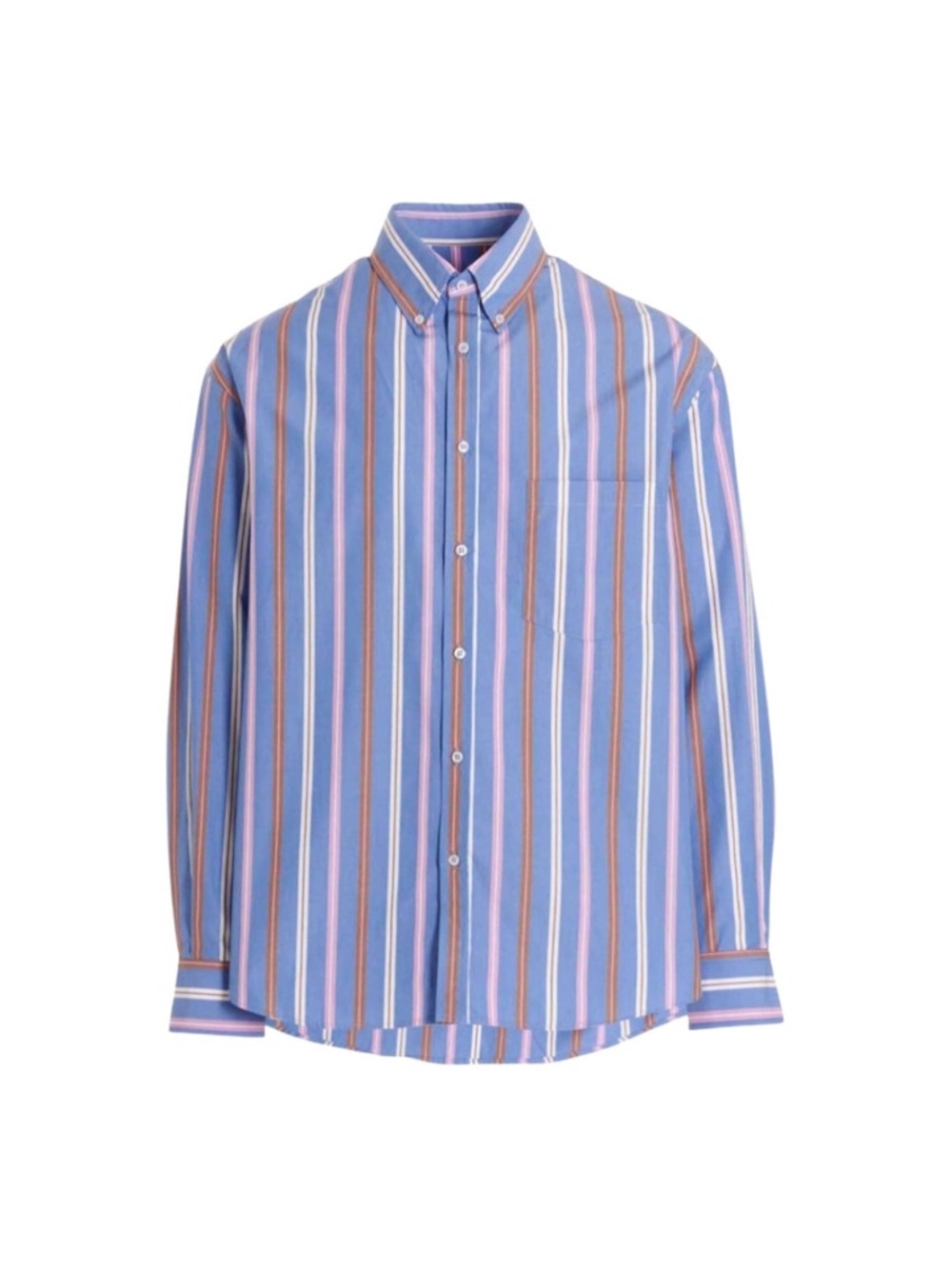 LC 23 Men's Cotton Blue Purple Camel Multi-Stripe Button-Down Shirt. Size M. NWT